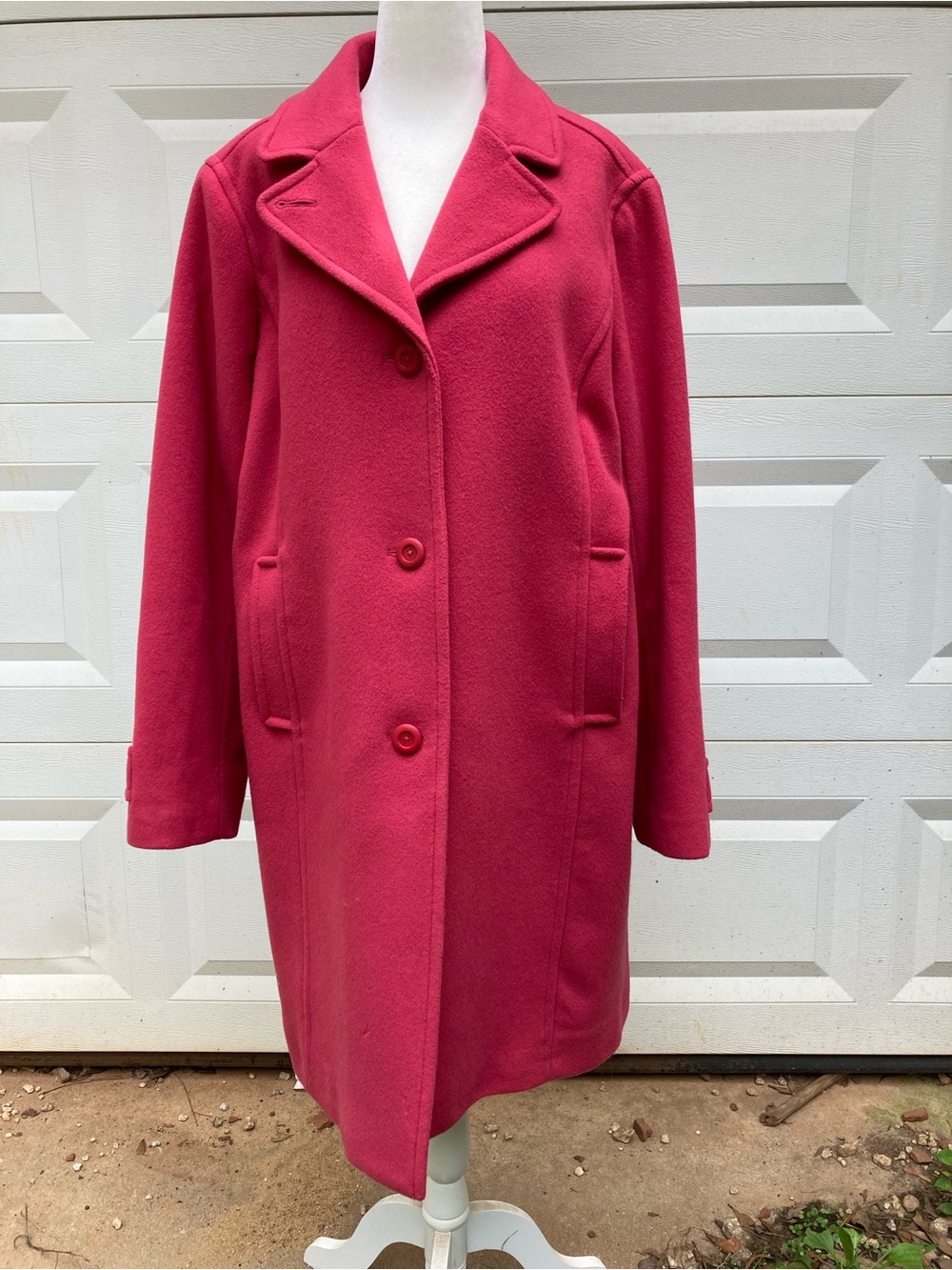 LL Bean Coat Bellandi Wool Womens Sz 16 Thinsulate Insulated Lined Red Raspberry